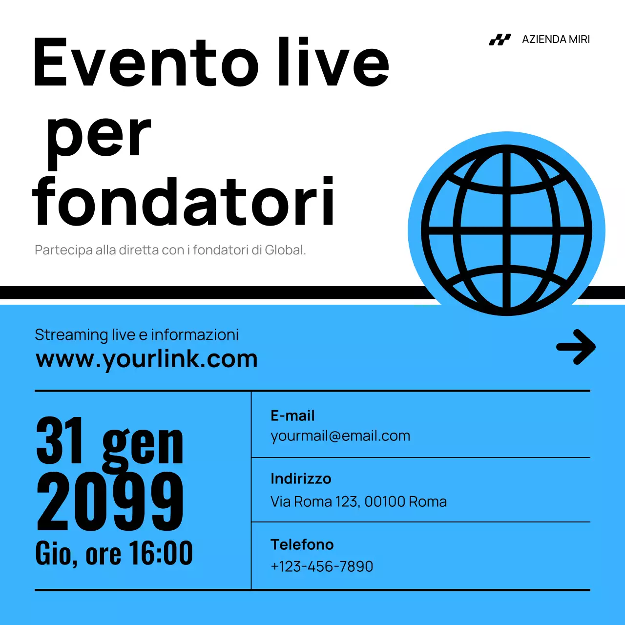 invito aziendale moderno blu