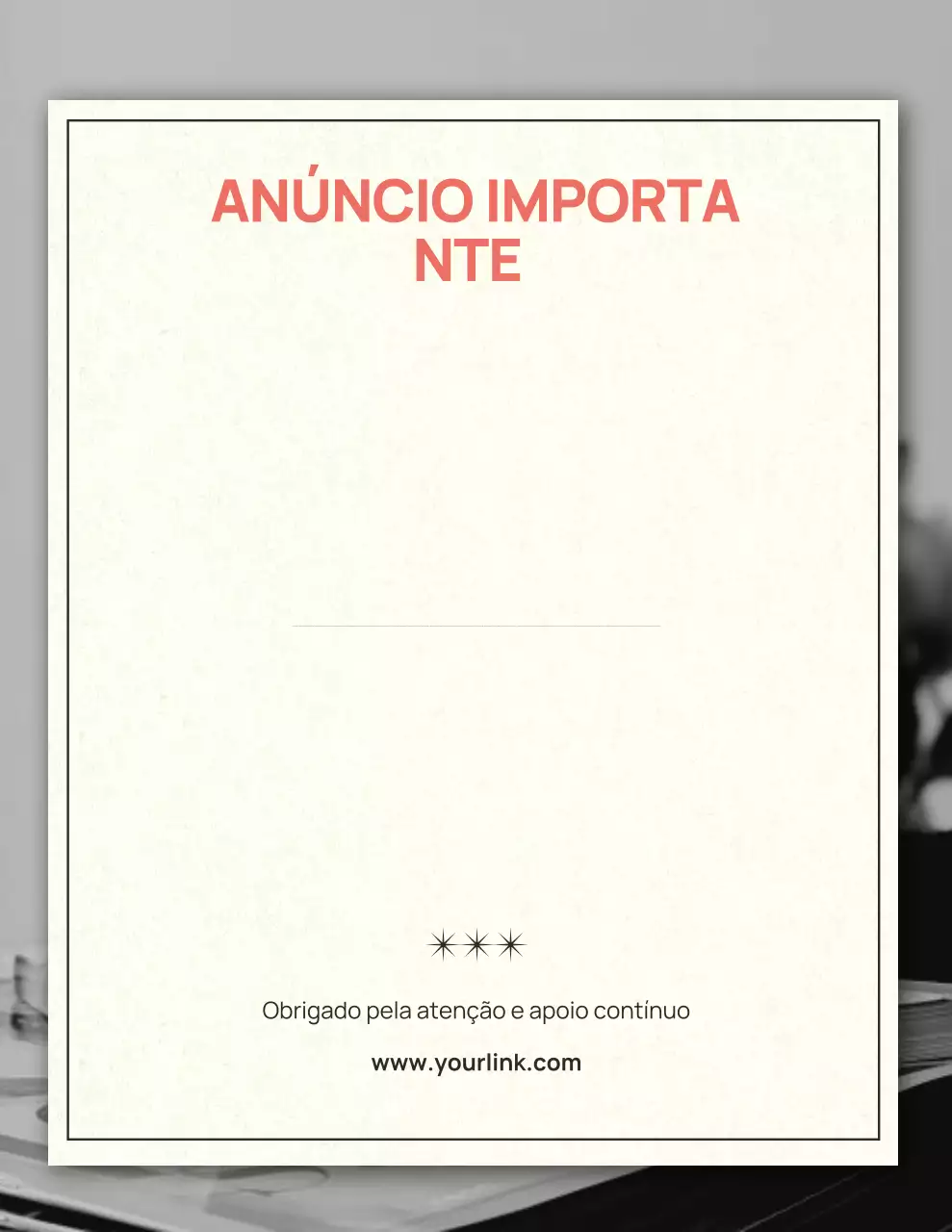 Carta de aviso moderna bege