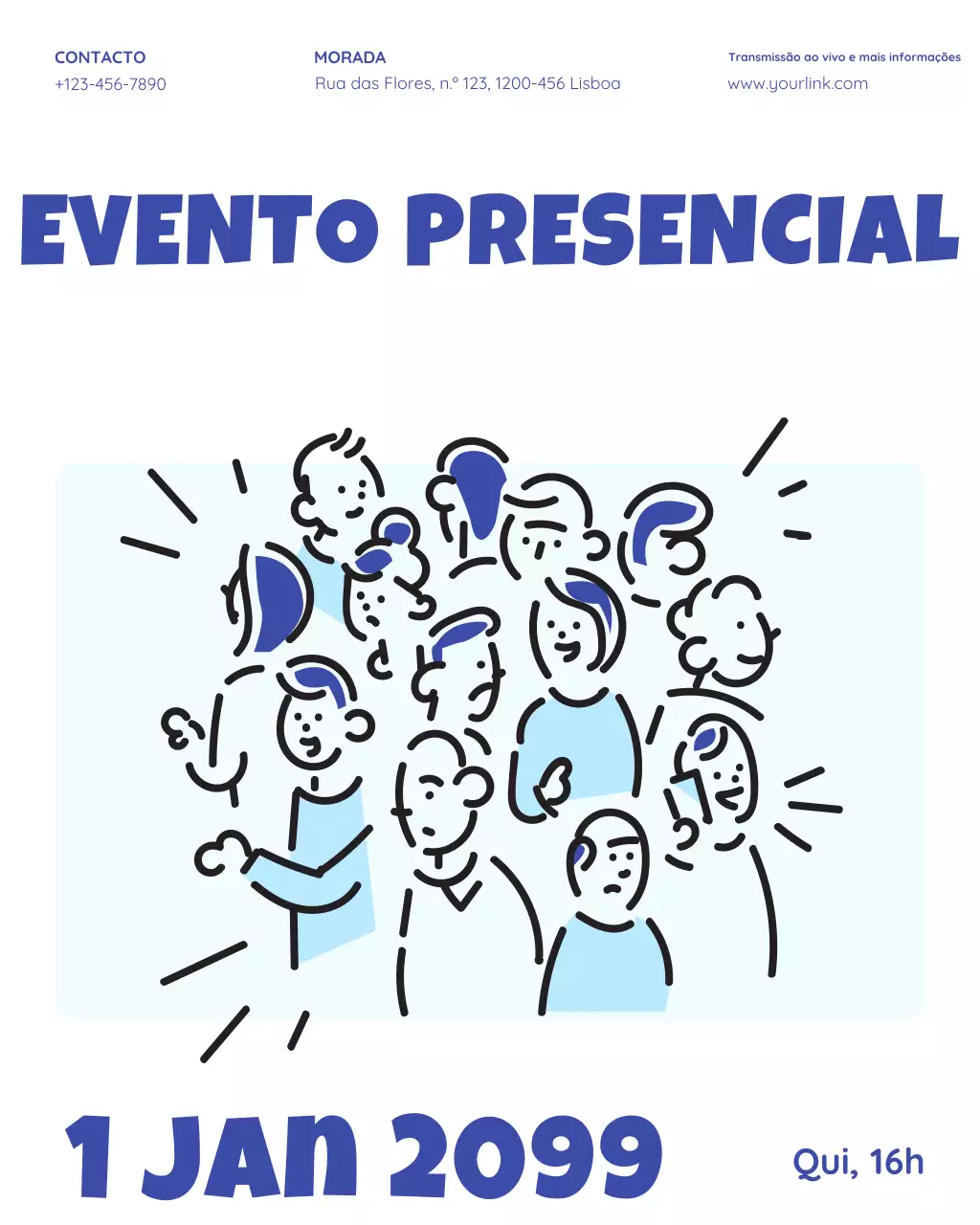 anúncio de evento moderno azul