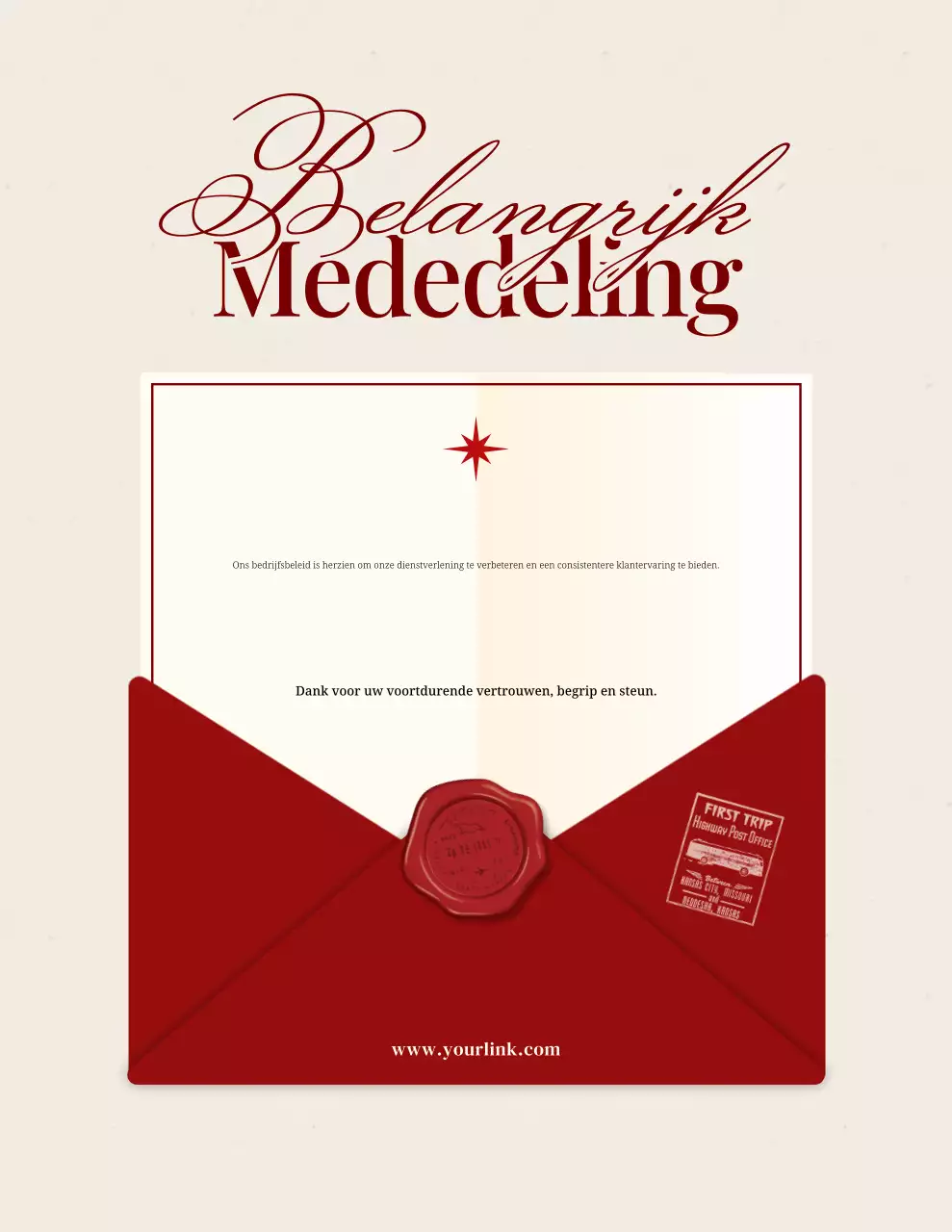 rode elegante aankondigingsmelding