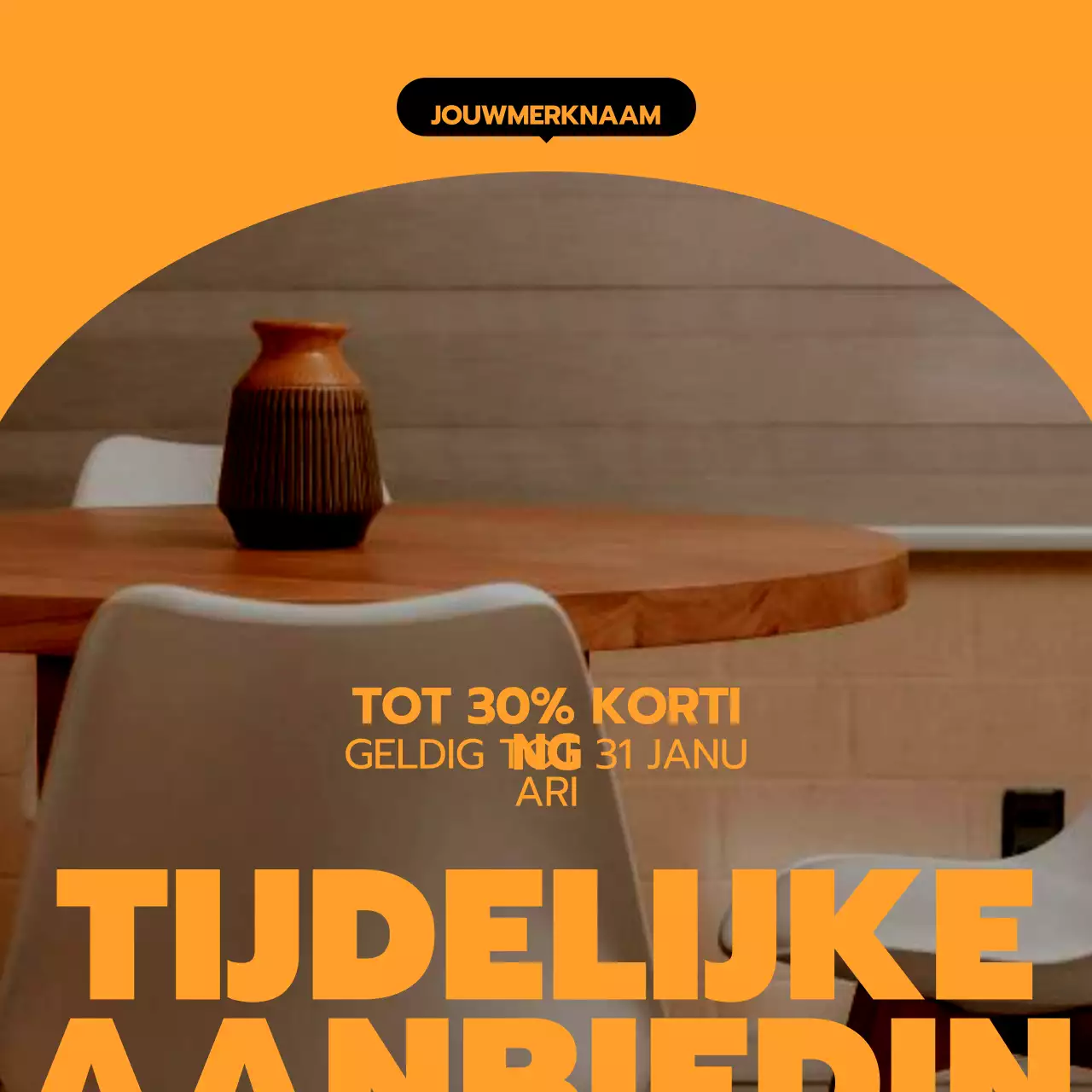 Oranje moderne meubelpromotie