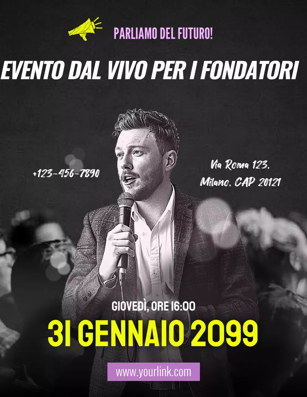 annuncio di evento moderno giallo
