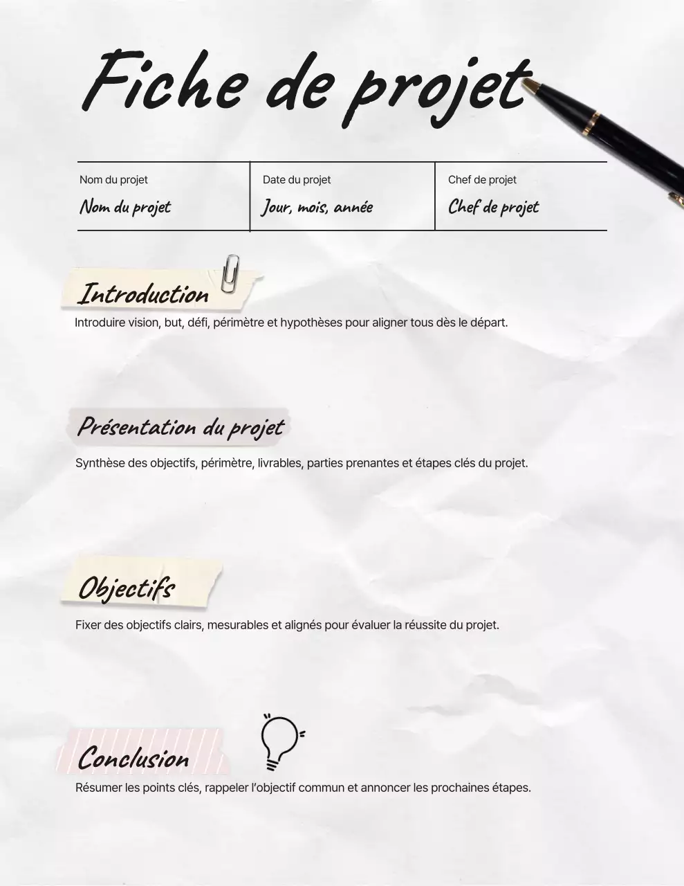 Document de plan de projet minimal blanc