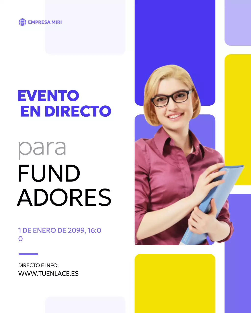 Anuncio empresarial moderno de color morado
