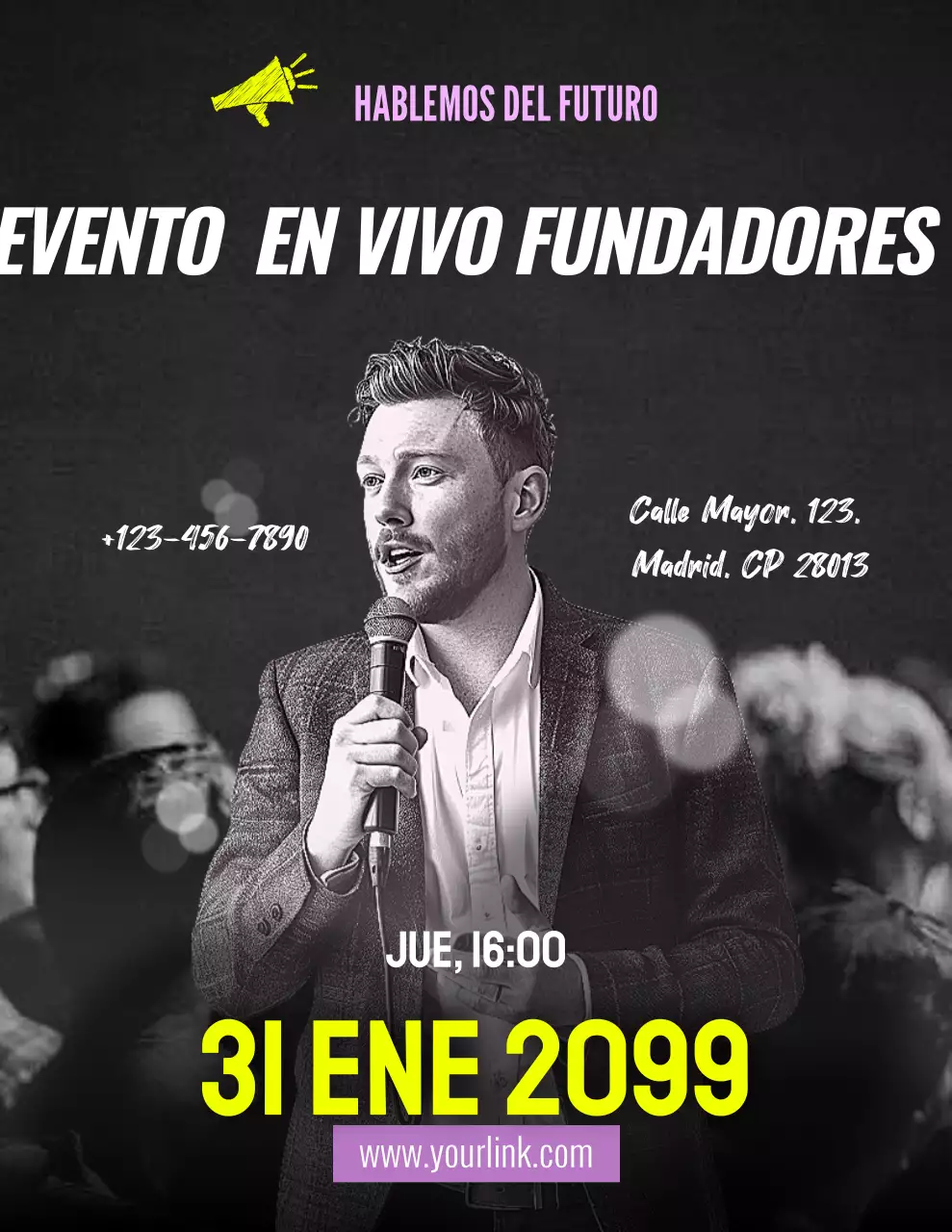 Anuncio de evento moderno en amarillo