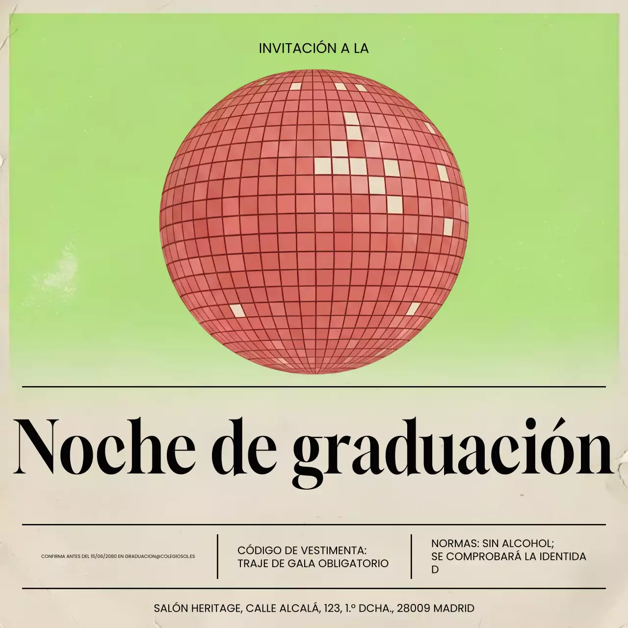 Publicación de Instagram de invitación de graduación retro verde