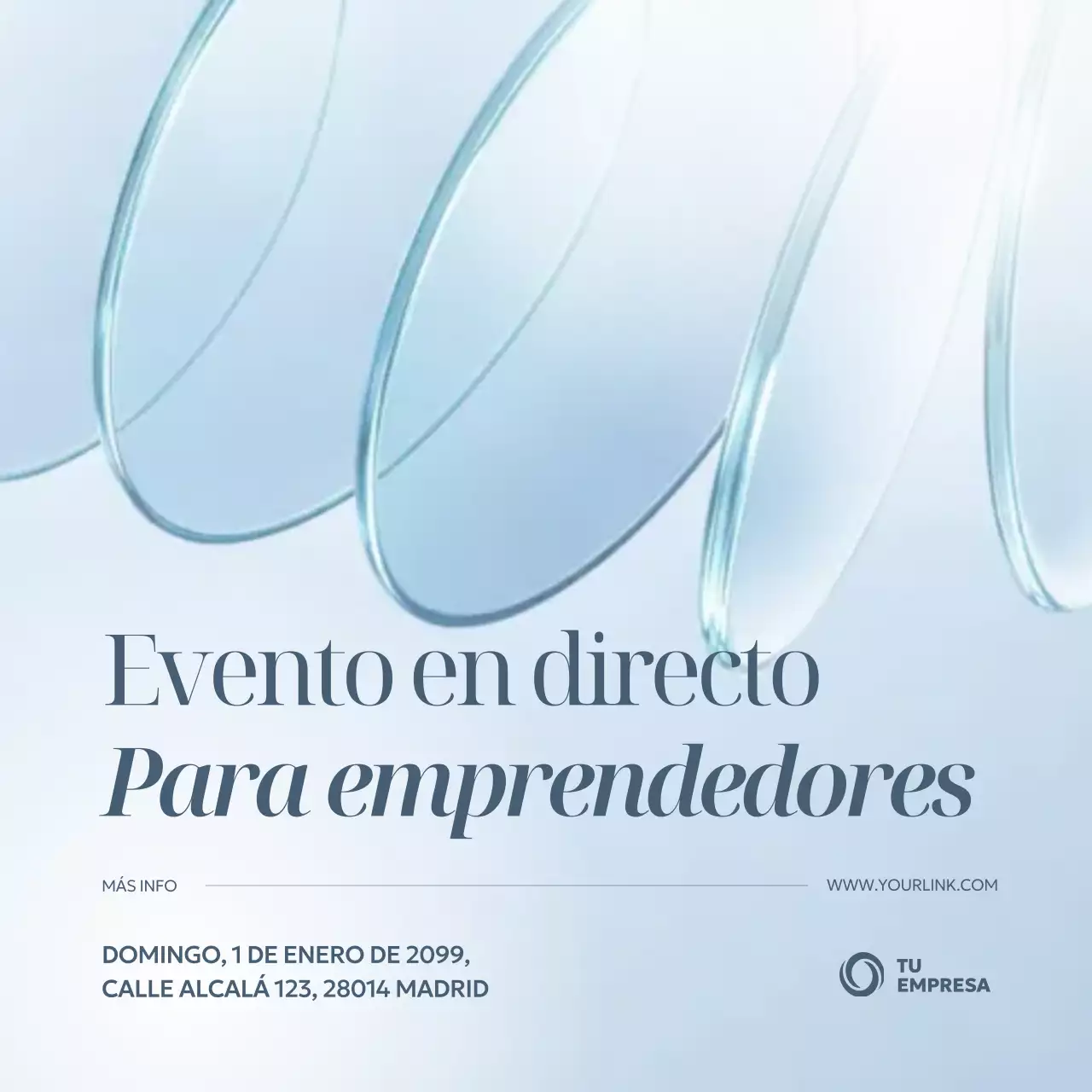 Evento de emprendedores modernos azules