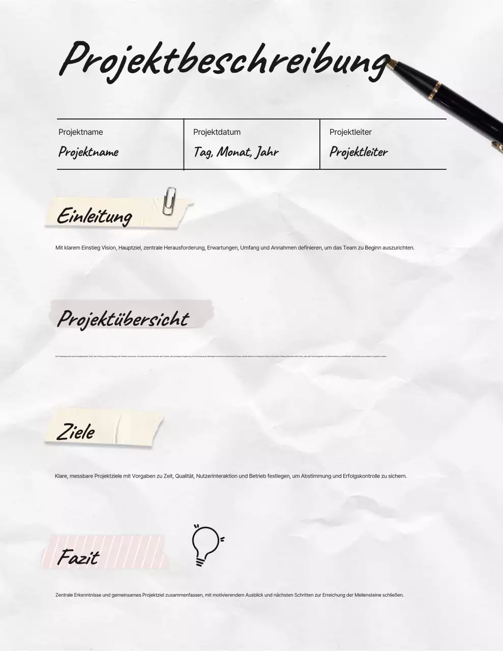 White Minimal Project Plan Document