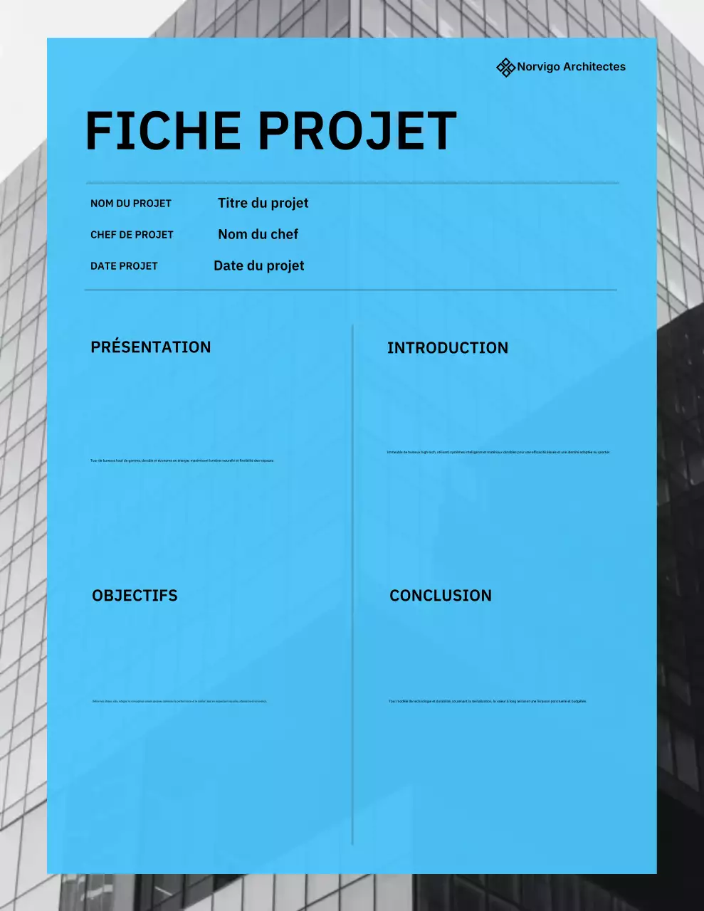 Affiche de document d'architecture moderne bleue