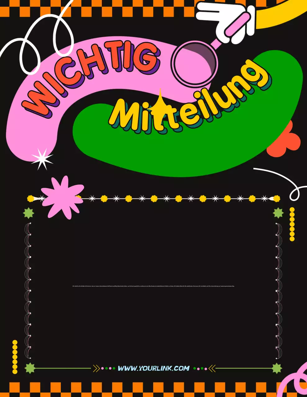 Bunte Retro-Firmenmitteilung