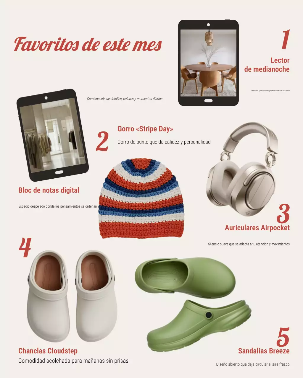 Publicación de Instagram sobre la promoción de estilo de vida moderno en beige