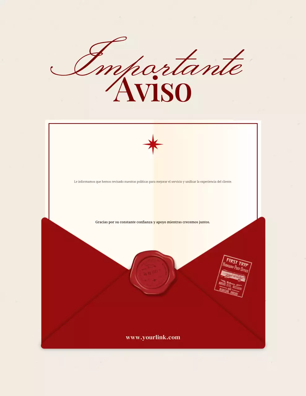 Aviso de anuncio elegante rojo