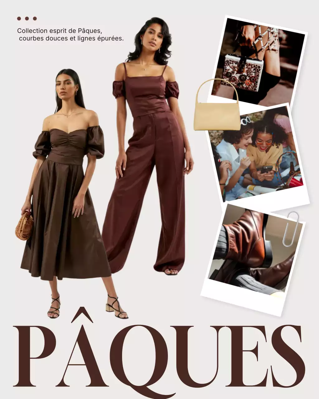 Publicité Instagram verticale pour une mode élégante marron