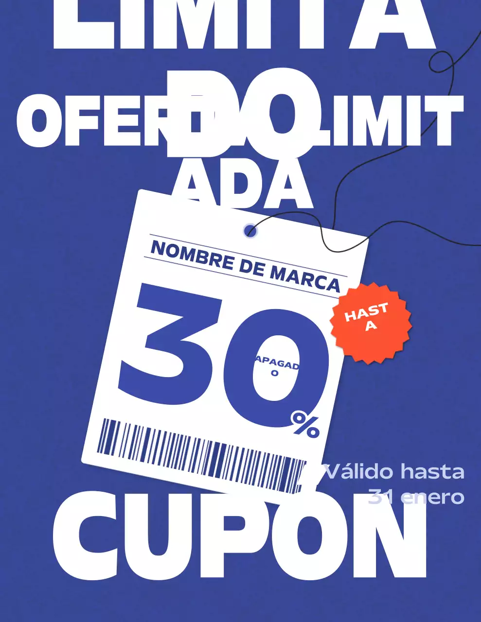 Promoción de venta en negrita azul