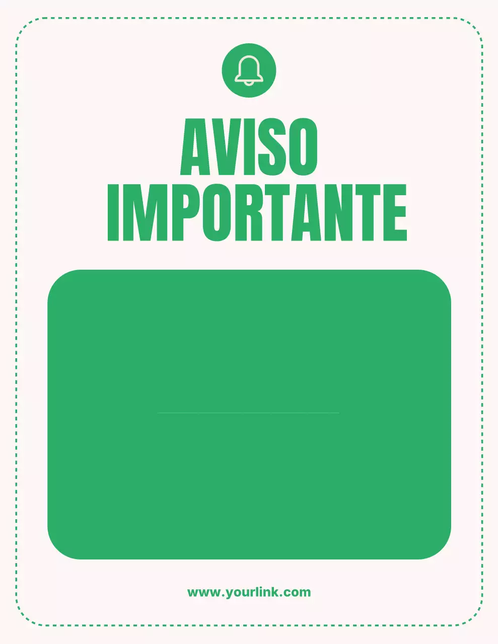 Carta de aviso de anuncio mínimo verde