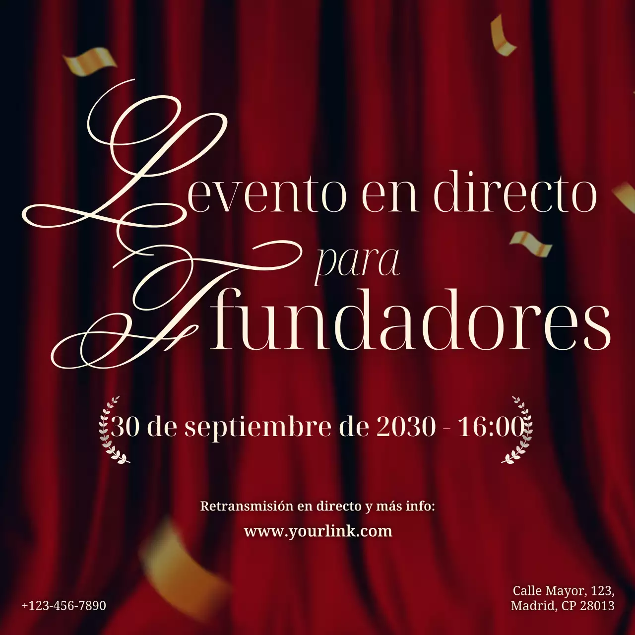 Anuncio de evento elegante en rojo