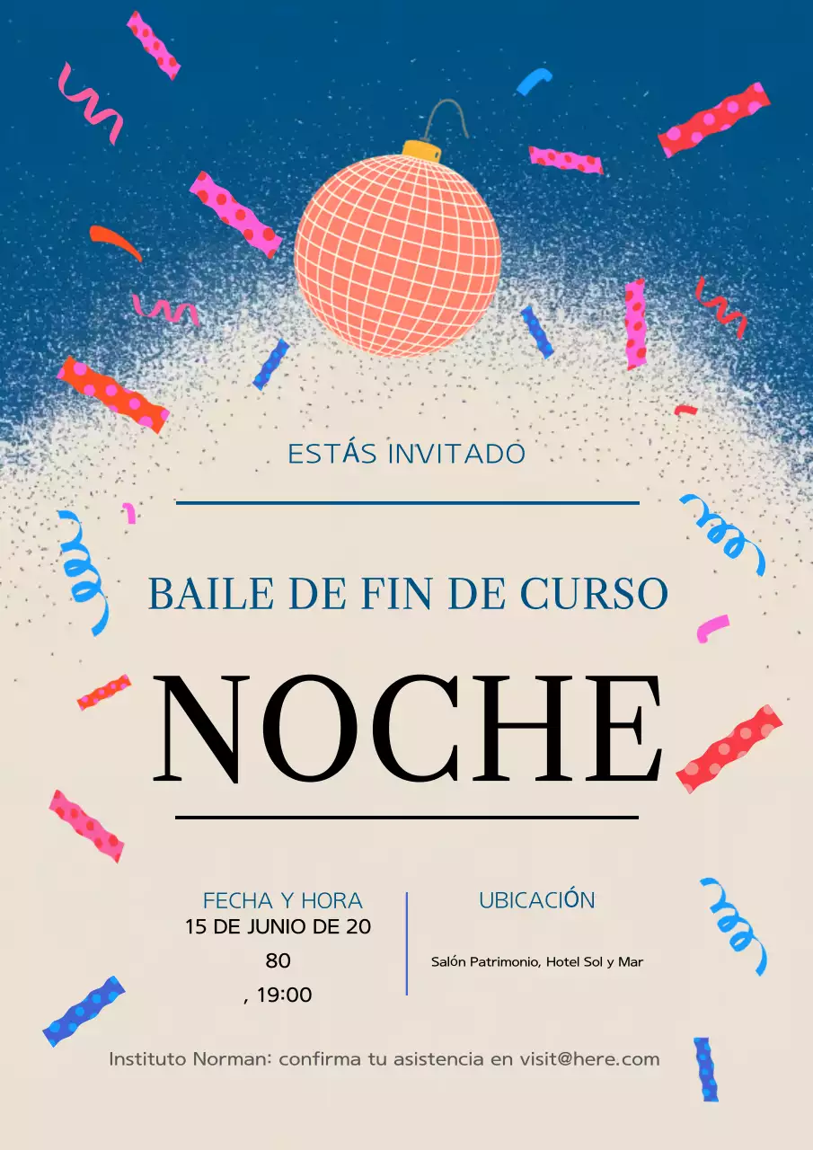 Póster elegante de invitación de graduación en azul