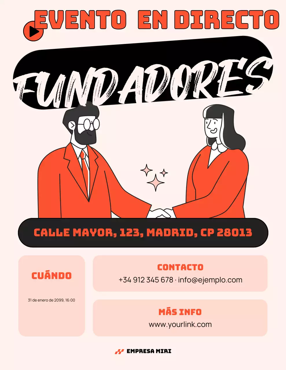 evento empresarial retro naranja