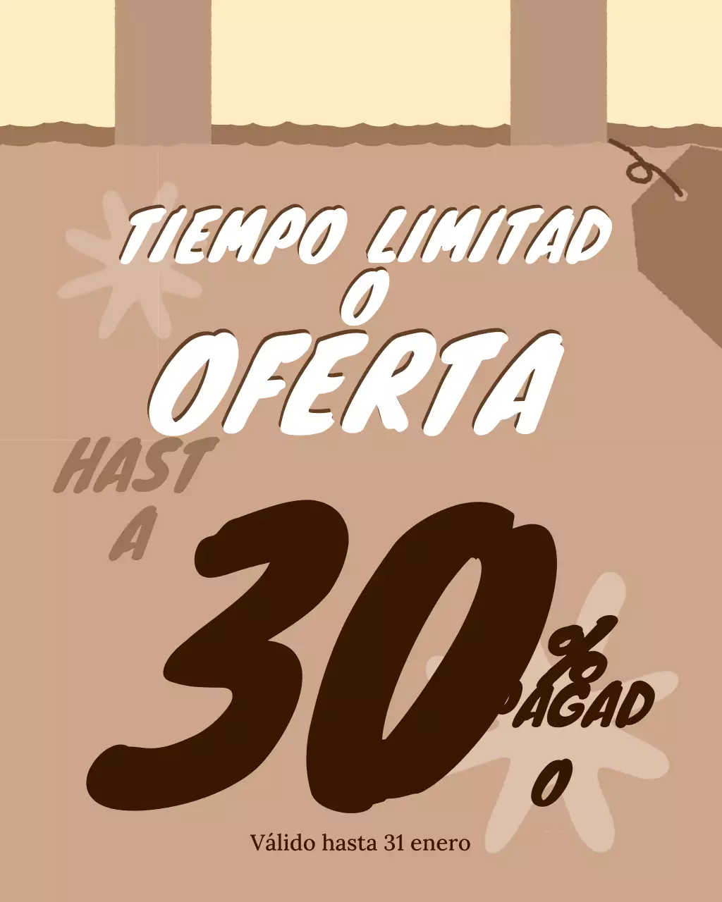 Promoción de venta retro marrón