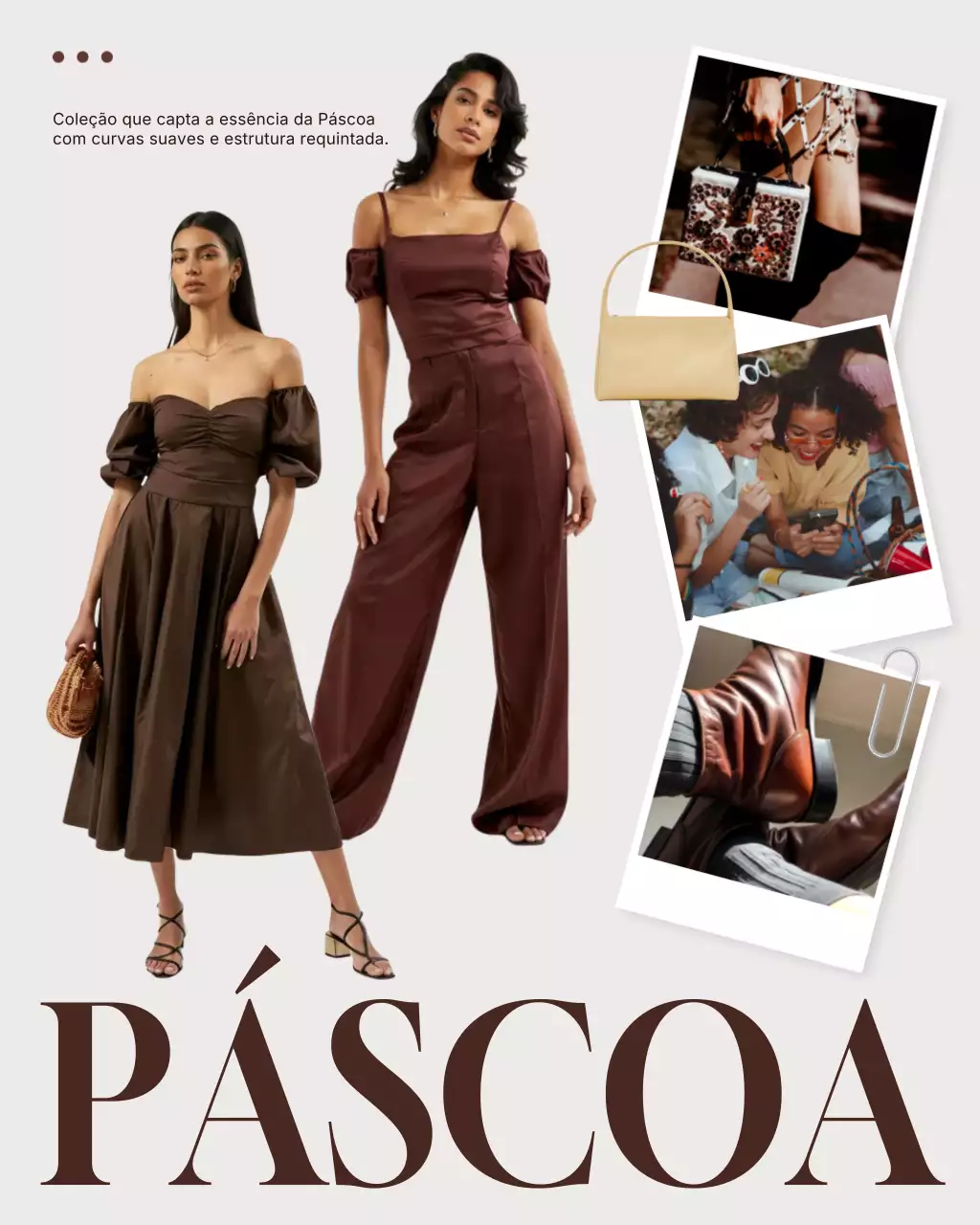 Anúncio de moda elegante marrom vertical para Instagram