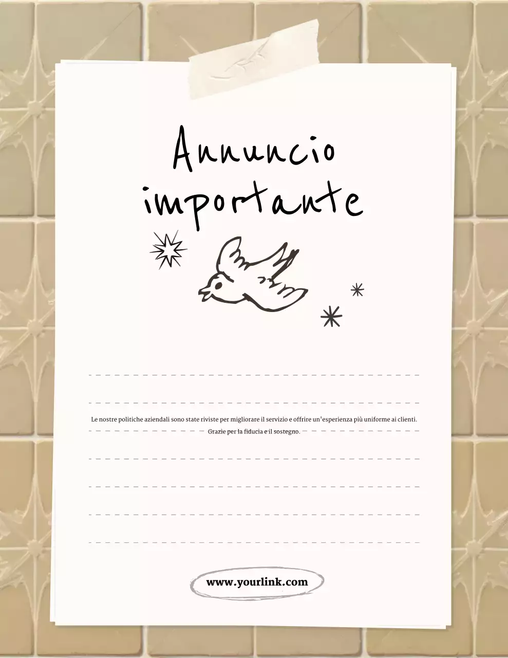 Avviso di annuncio semplice beige