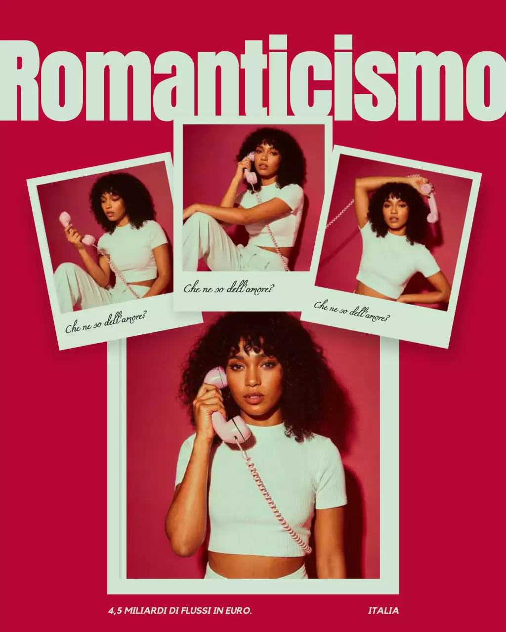 Pubblicità di musica romantica retrò rossa