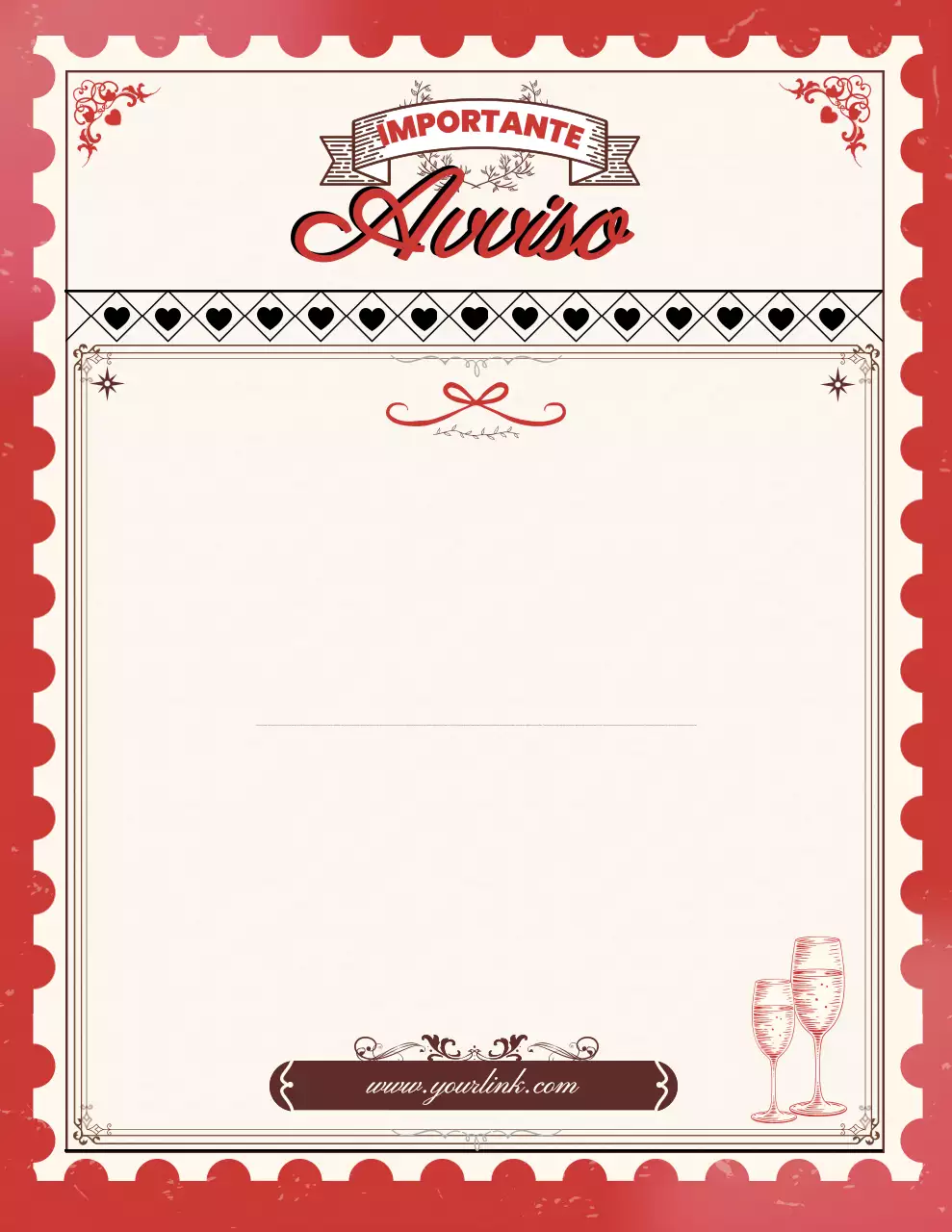 Avviso di annuncio elegante rosso