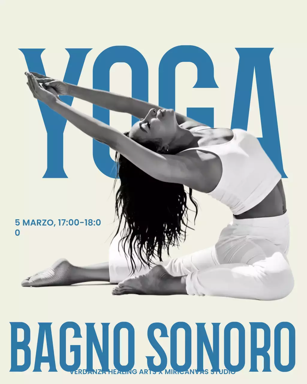 Post di Instagram per la promozione dell'evento Blue Modern Yoga