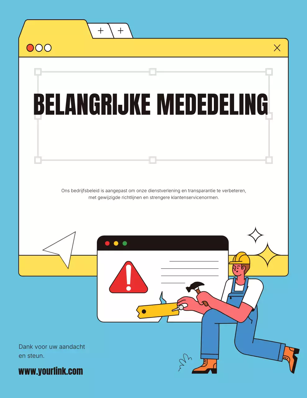 Blauwe moderne aankondigingsmededeling