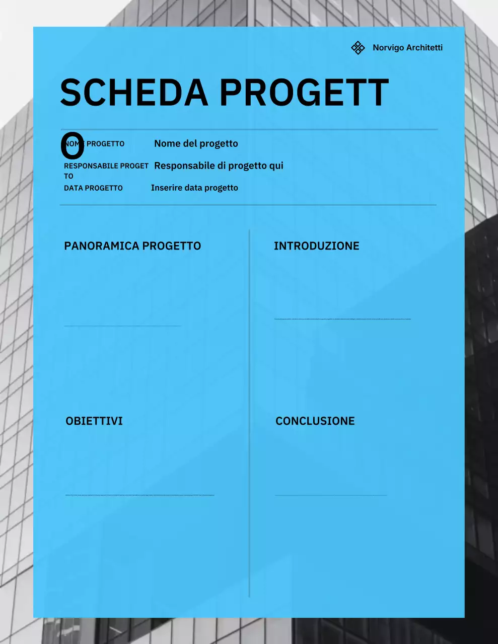 Manifesto del documento di architettura moderna blu