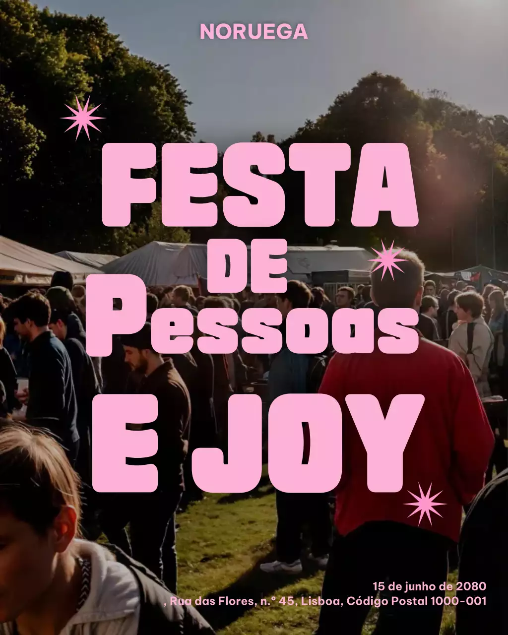 Postagem no Instagram com convite para festival retrô rosa