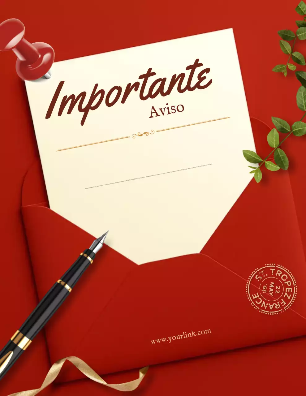 Aviso de anúncio elegante em vermelho