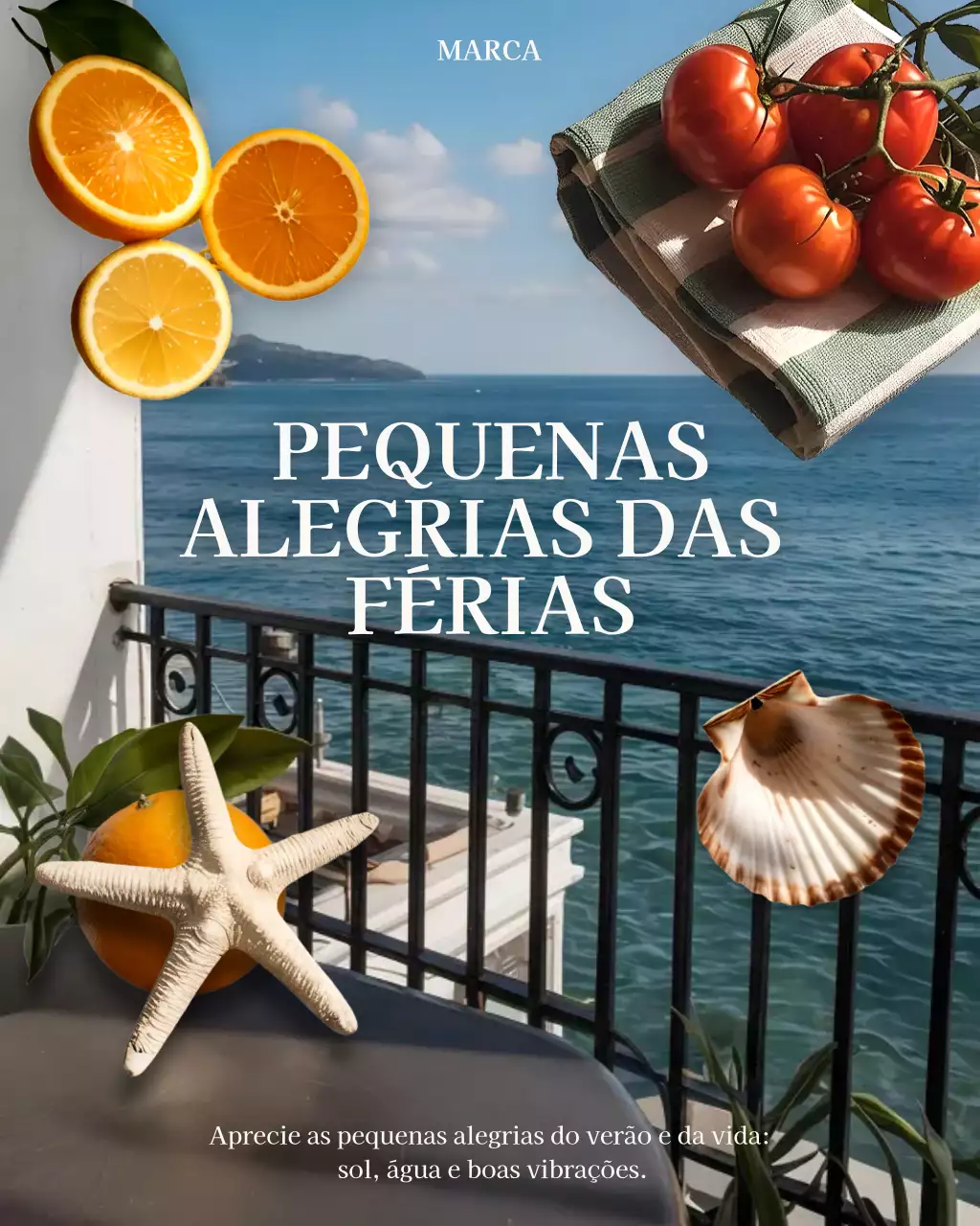 Postagem no Instagram de anúncio de verão com estética azul