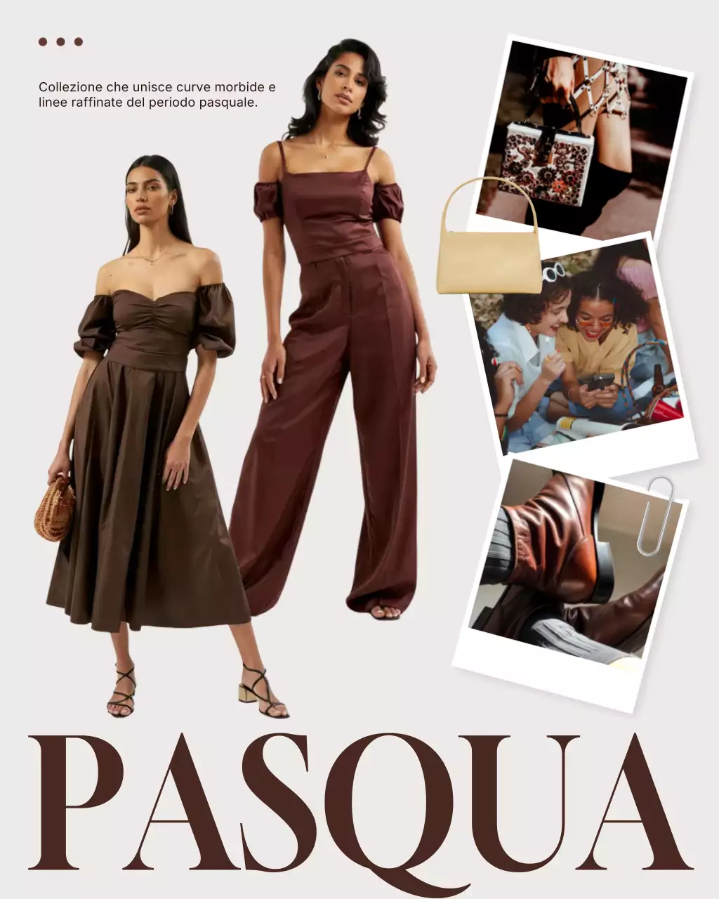 Pubblicità di moda elegante marrone verticale su Instagram