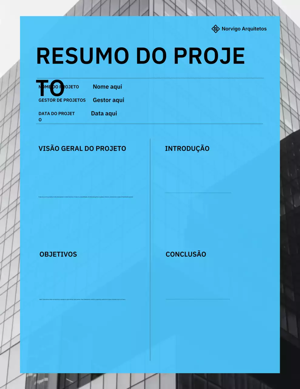 Pôster de Documento de Arquitetura Moderna Azul