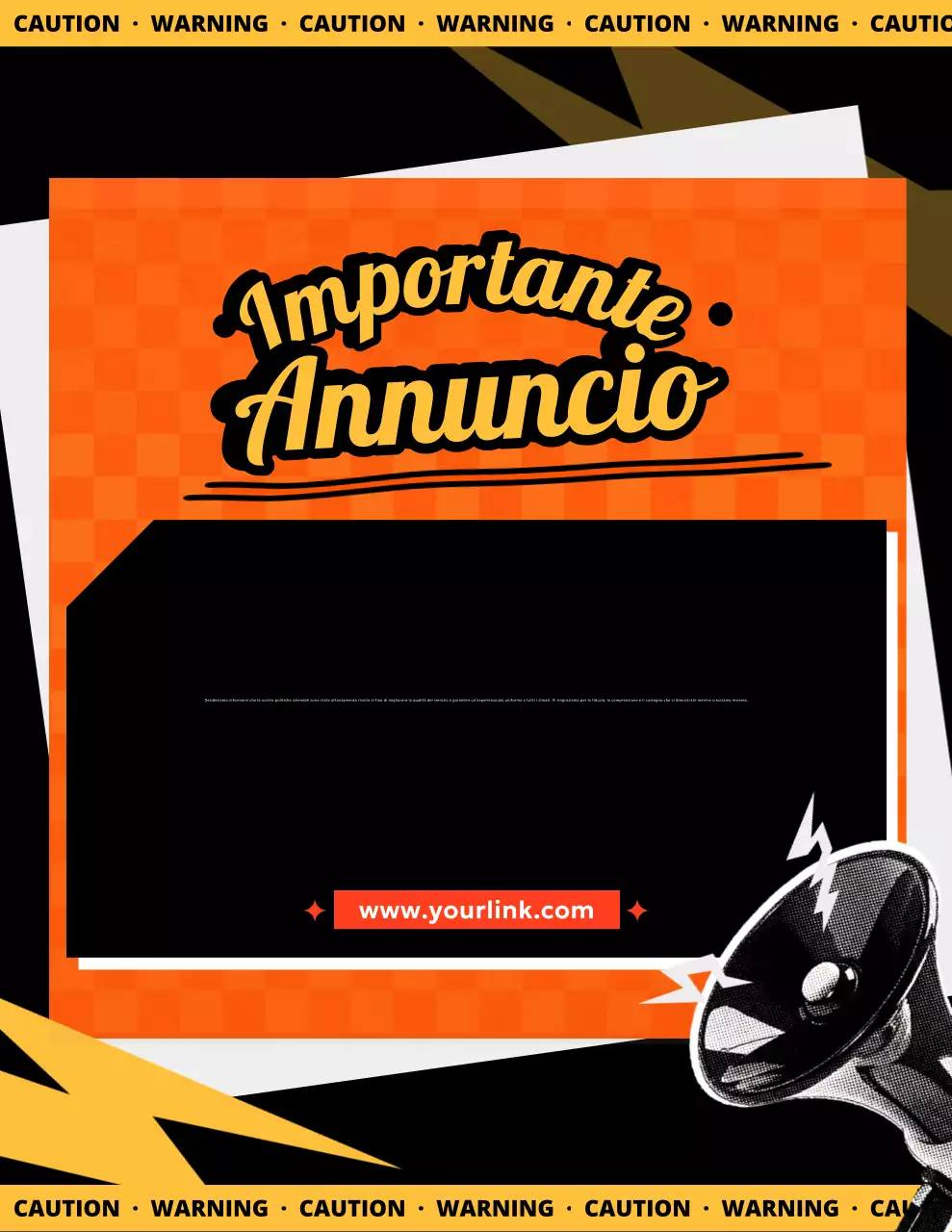 Avviso di annuncio in grassetto arancione