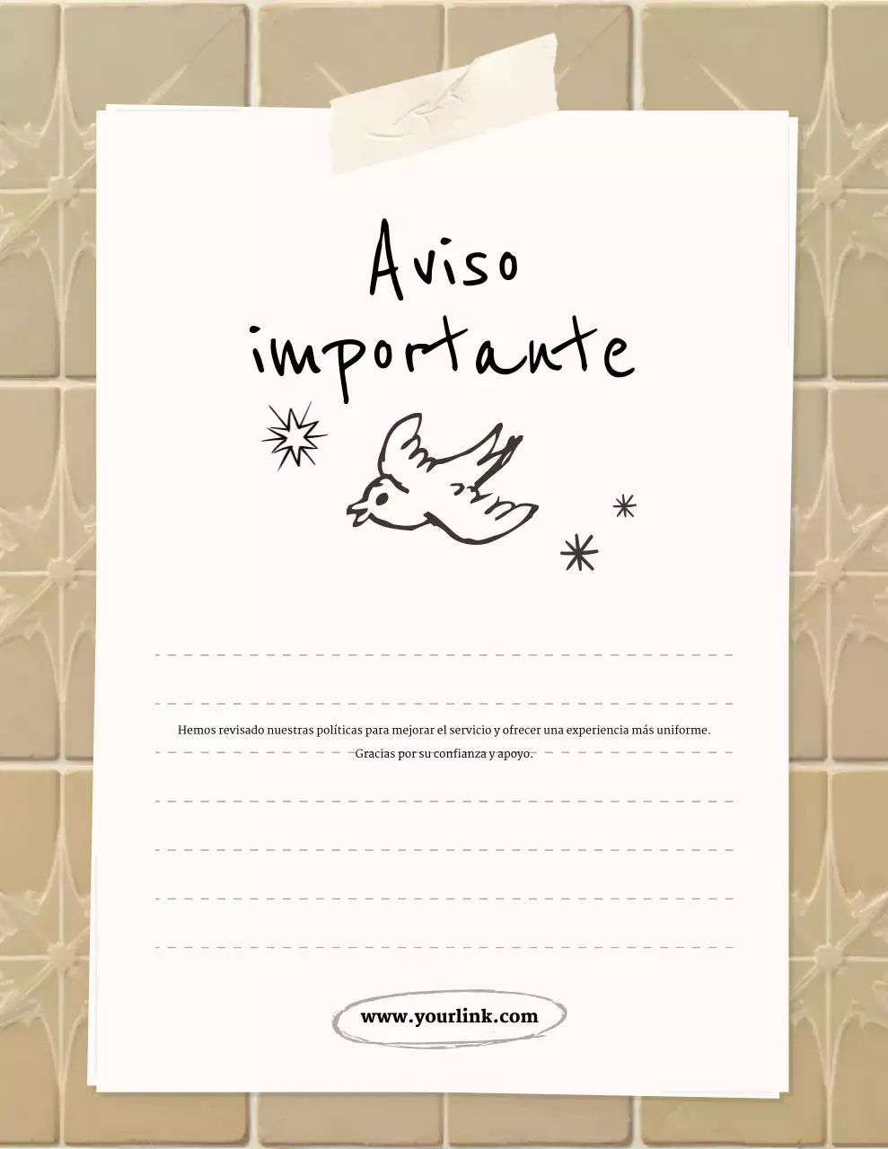 Aviso de anuncio simple en beige