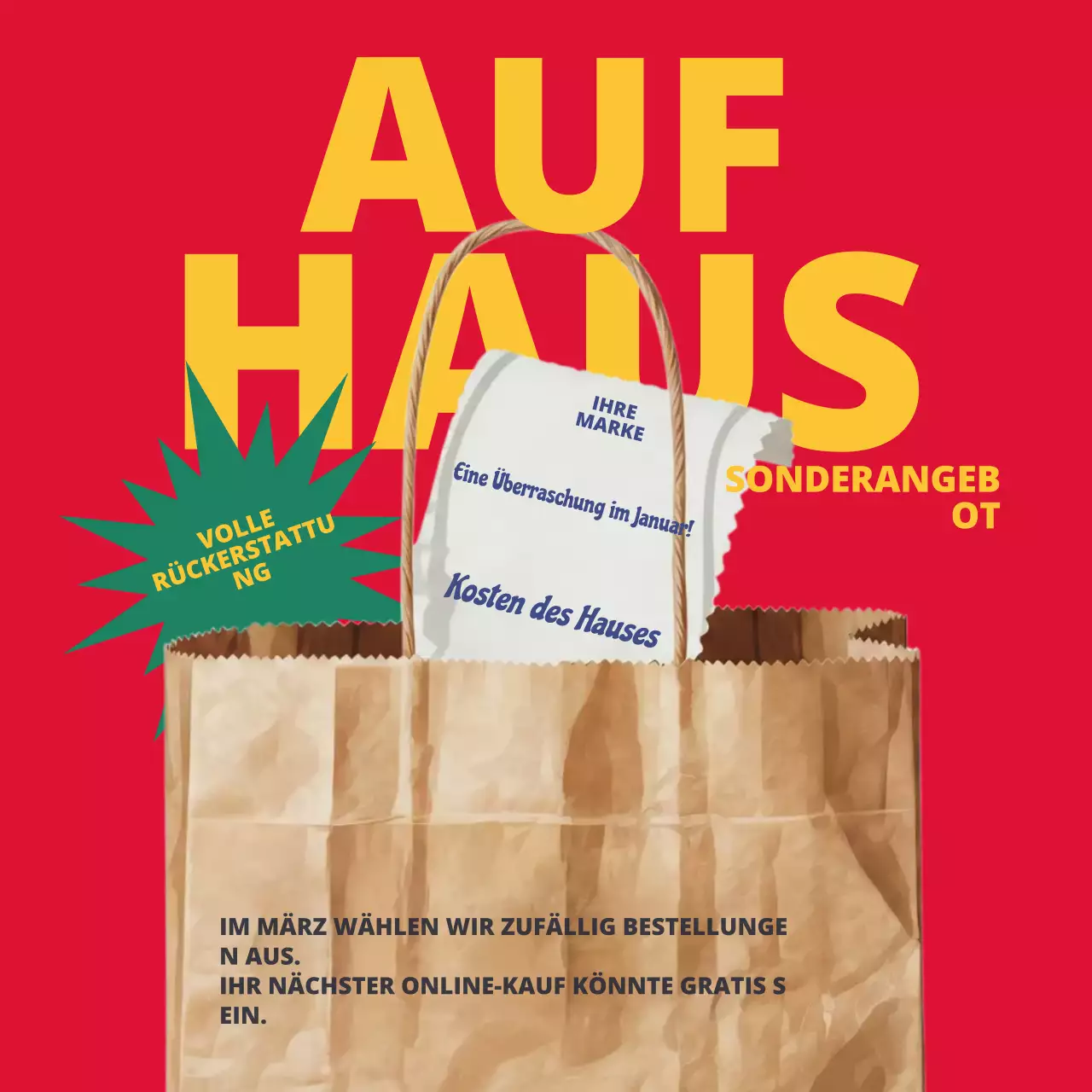 rote, auffällige Werbeanzeige