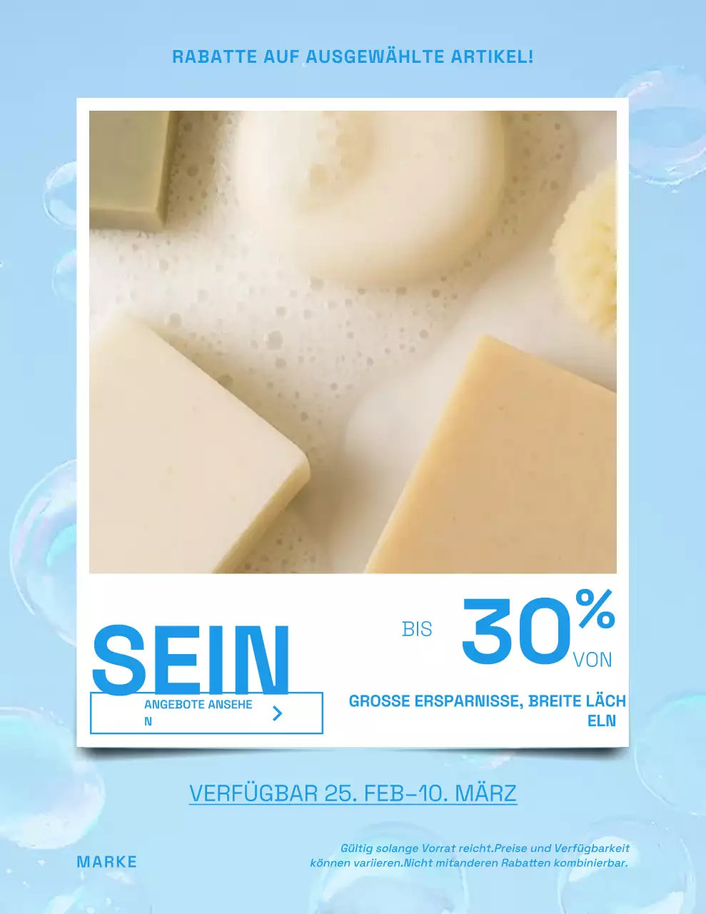 Modernes blaues Verkaufsplakat