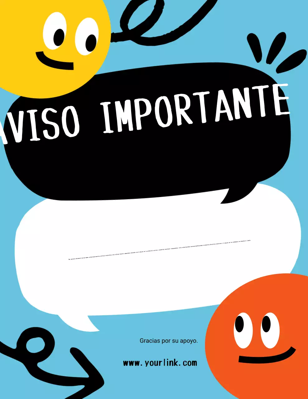 Aviso de anuncio lúdico azul