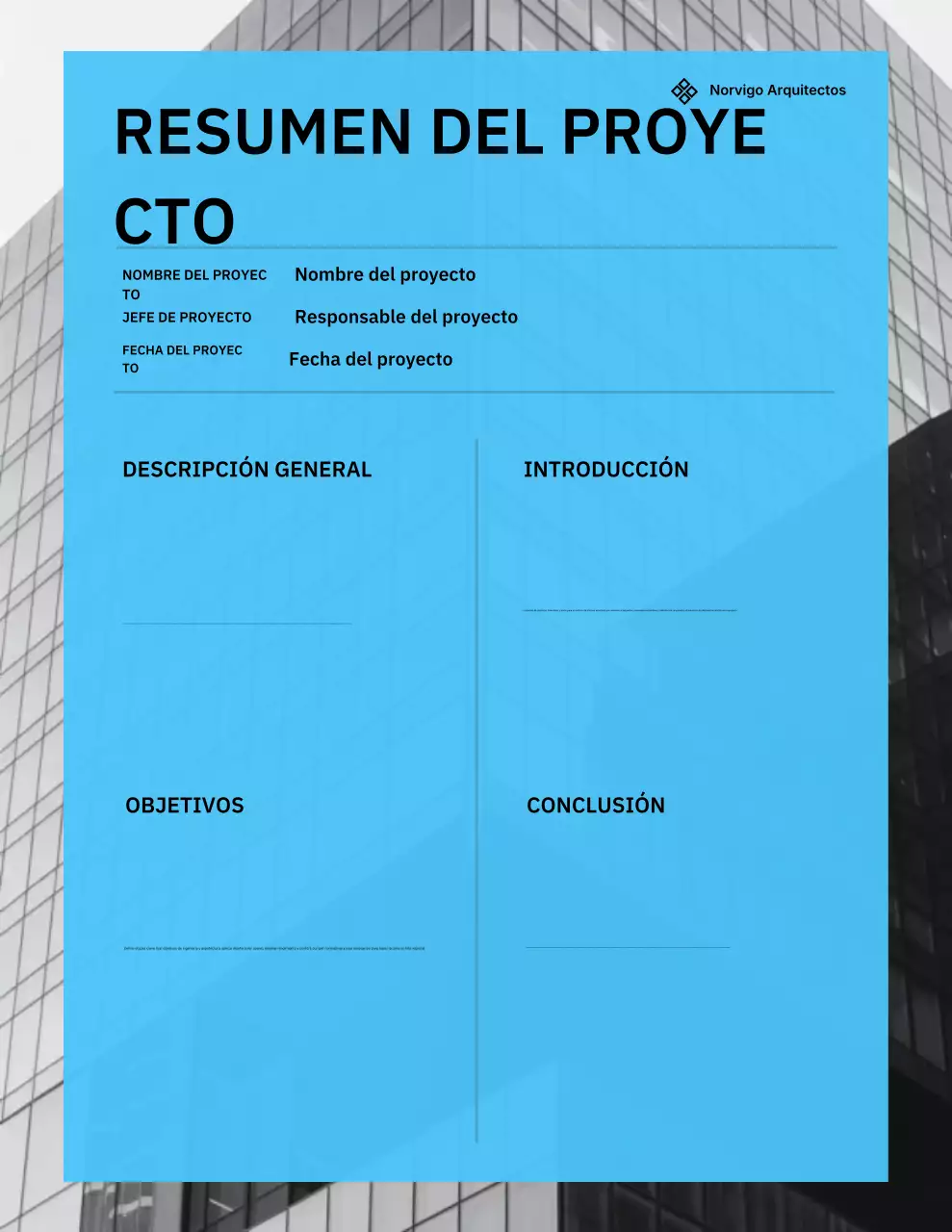 Póster de documento de arquitectura moderna azul