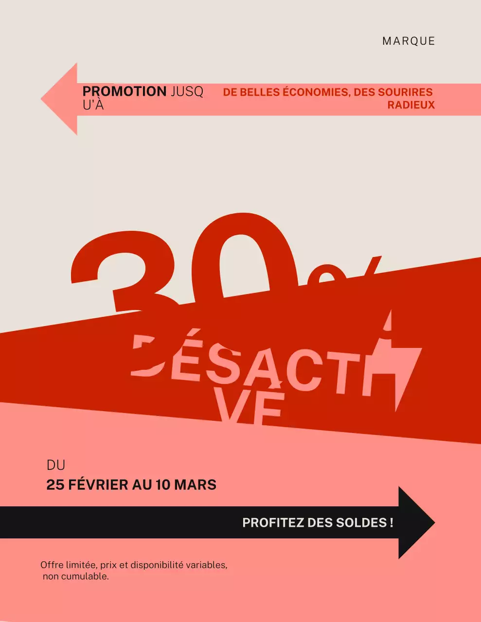 Affiche promotionnelle orange en gras