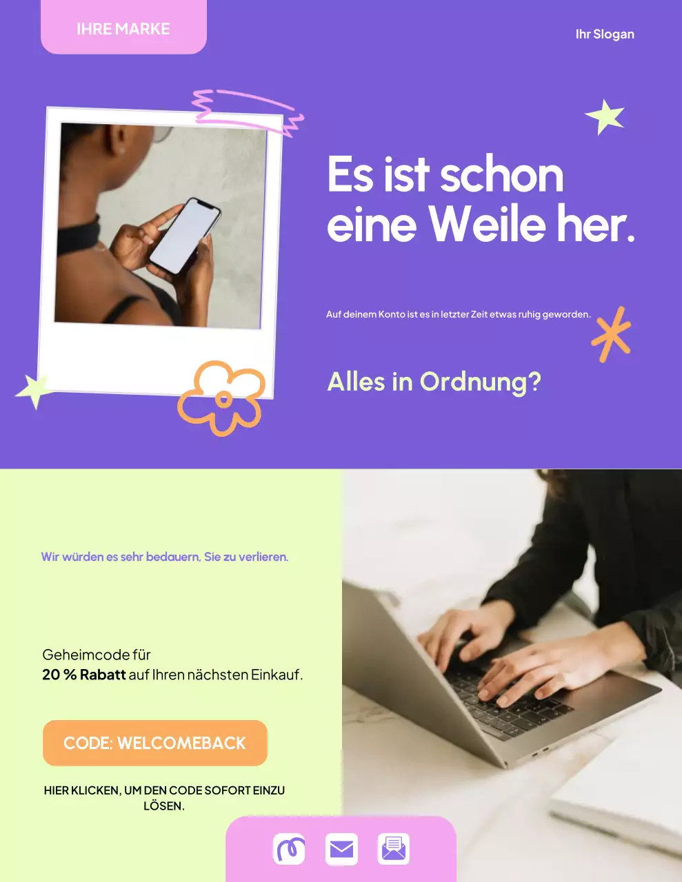 Lila modernes Markenmarketing-Werbeplakat