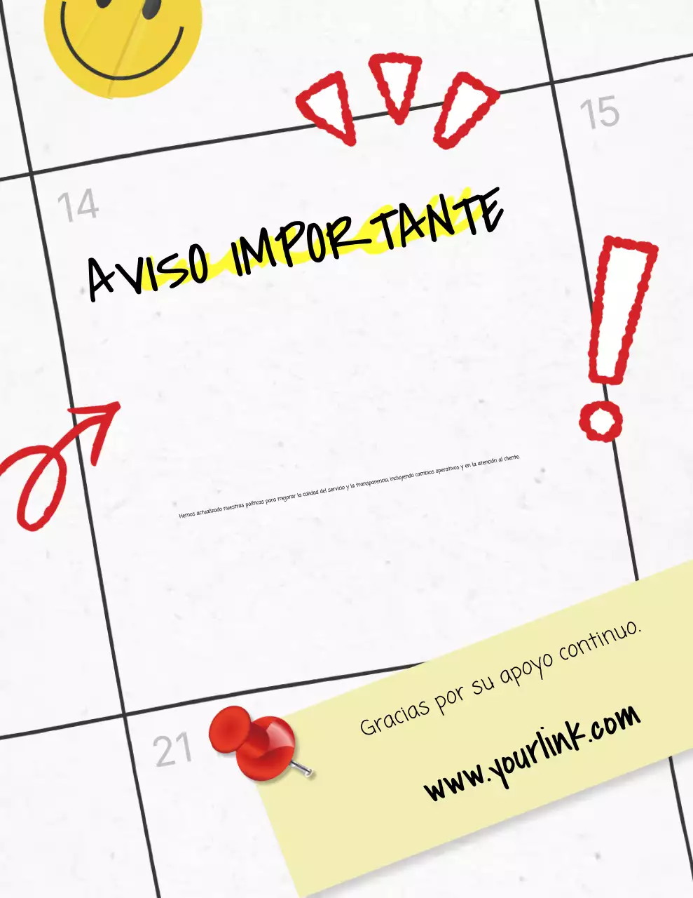 Aviso de anuncio moderno amarillo