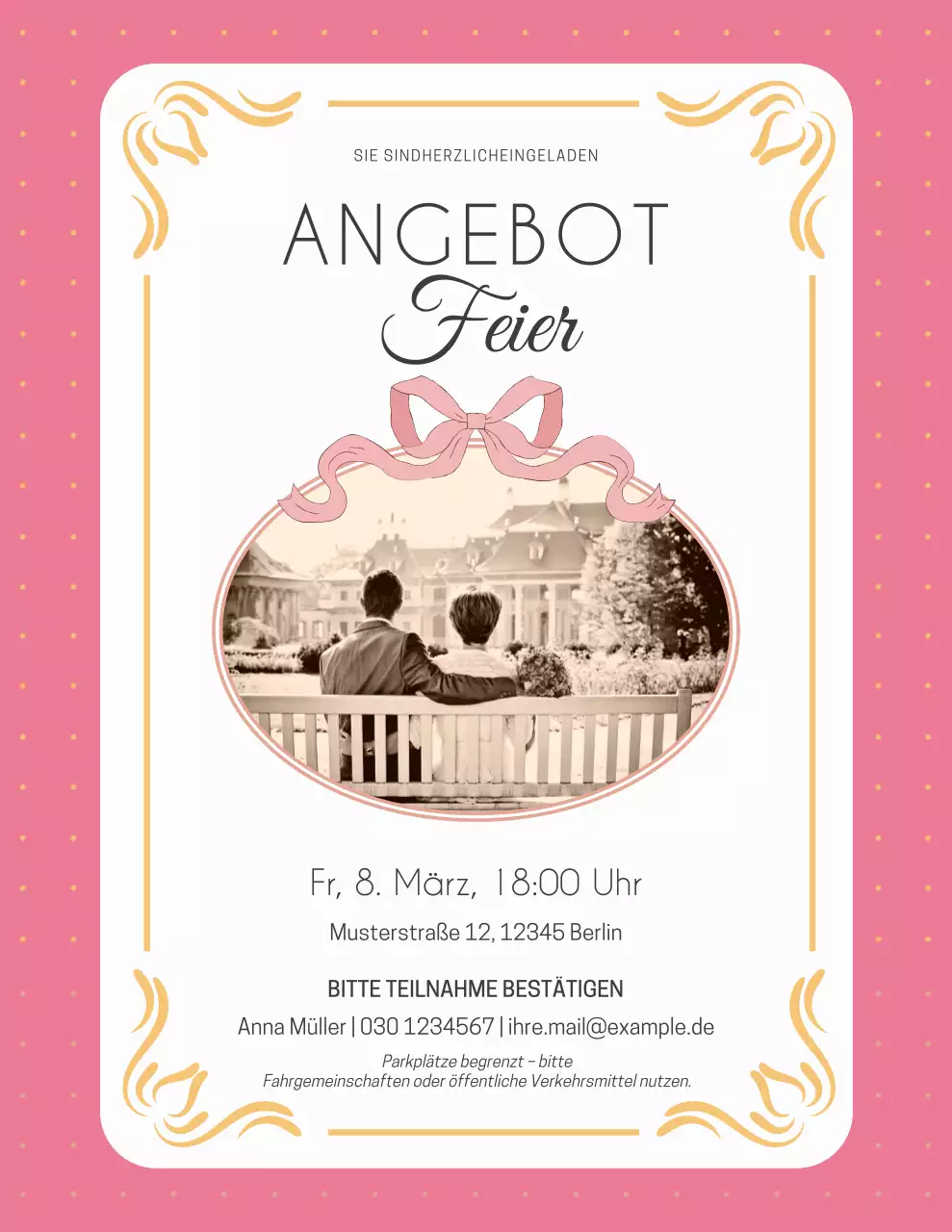 Elegante rosa Einladung zur Feier