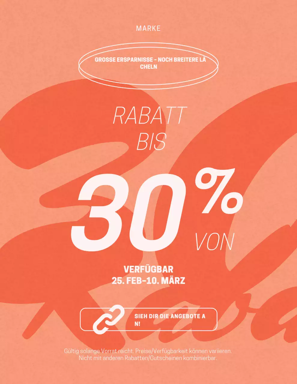 Orangefarbenes modernes Verkaufsförderungsplakat