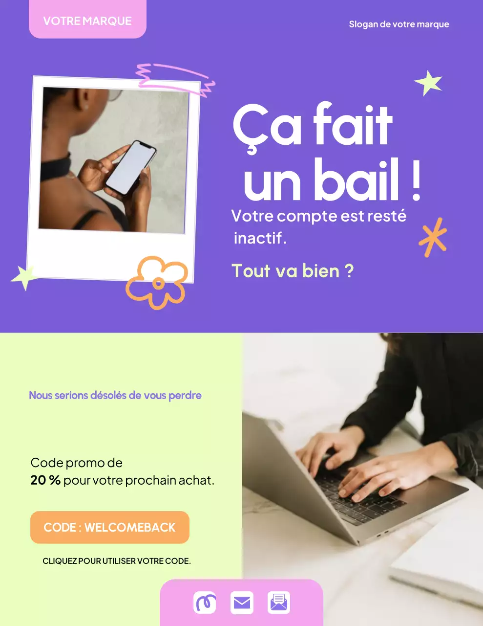 Affiche promotionnelle de marque moderne violette