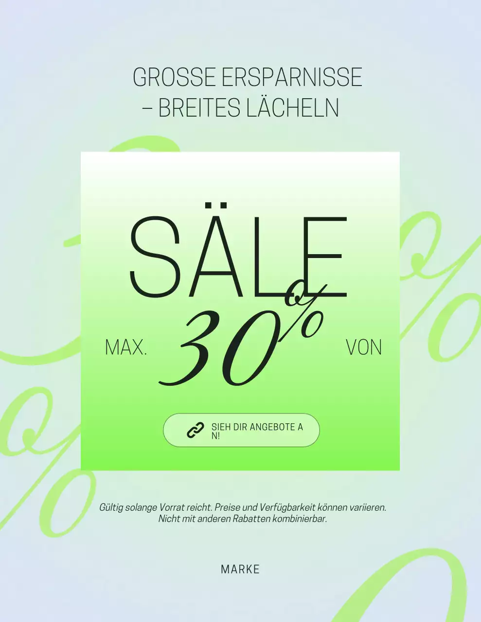 Grünes, modernes Verkaufsplakat