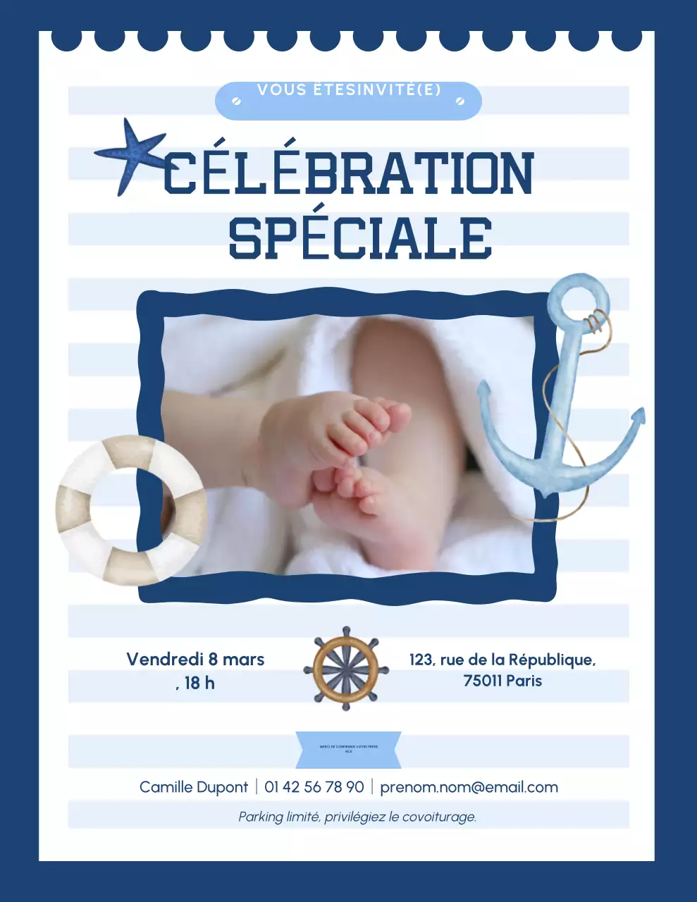 Invitation à une fête nautique bleue