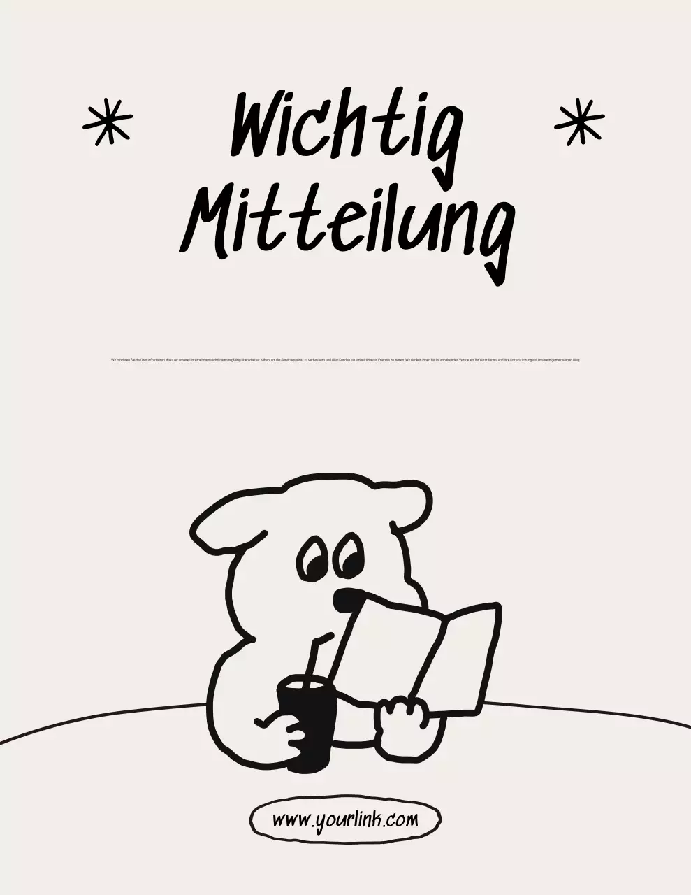 Beigefarbener, schlichter Ankündigungshinweis